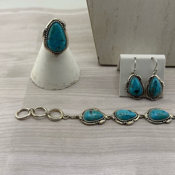 9.25 S.Silver Stamp StauerTurquoise Jewelry Set - Picture 5 of 6